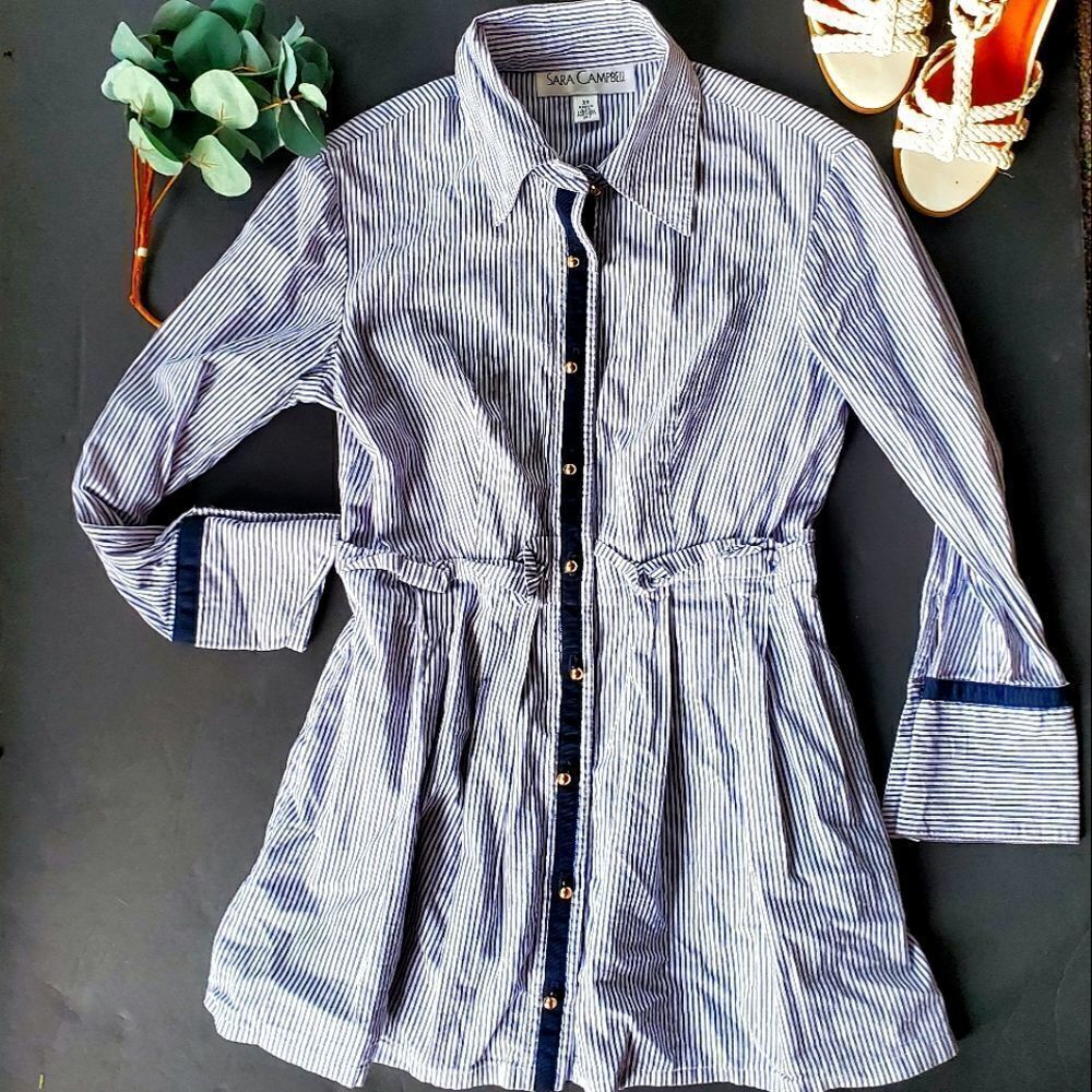 Sara Campbell Striped Button Down Dress